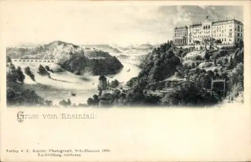 Ak Rheinfall Kanton Schaffhausen, Wasserfall, Panorama