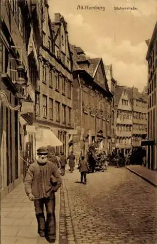 Ak Hamburg Mitte Altstadt, Düsternstraße, Gießerei von Friedländer, Geschäfte, Passanten