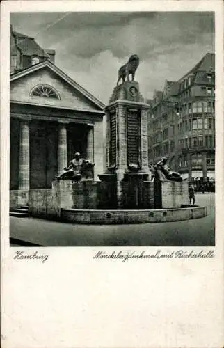 Ak Hamburg Mitte Altstadt, Mönckebergdenkmal, Bücherhalle