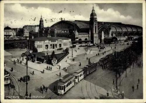 Ak Hamburg, Hauptbahnhof, Straßenbahn