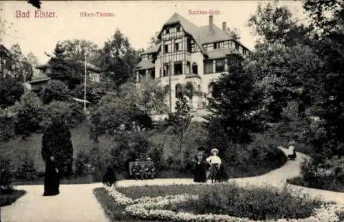 Ak Bad Elster im Vogtland, Albert Theater, Sachsen Grün