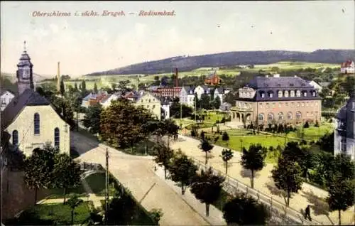 Ak Oberschlema Schlema im Erzgebirge, Ortspartie, Kirche