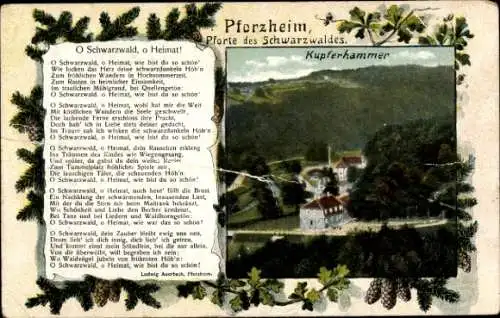 Gedicht Ak Pforzheim im Schwarzwald, Kupferhammer, Gedicht von Ludwig Auerbach