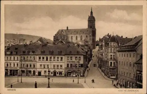 Ak Annaberg Buchholz Erzgebirge, Markt mit Annenkirche, Eisenhandlung