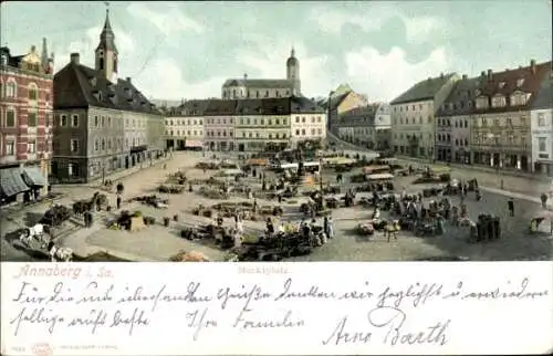 Ak Annaberg Buchholz Erzgebirge, Marktplatz