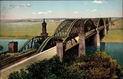 Ak Riesa an der Elbe Sachsen, Blick auf die Elbbrücke 