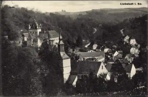 Ak Liebstadt Sachsen, Blick auf den Ort vom Berg aus