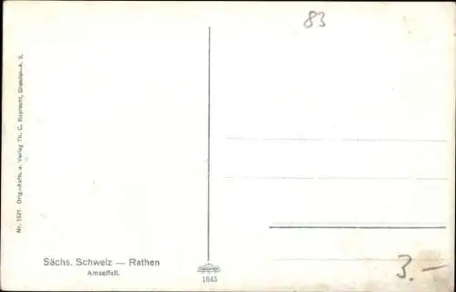 Ak Kurort Rathen Sächs. Schweiz, Amselfall, Wasserfall