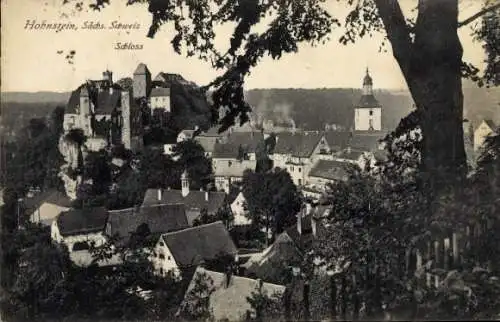 Ak Hohnstein Sächsische Schweiz, Totalansicht, Schloss