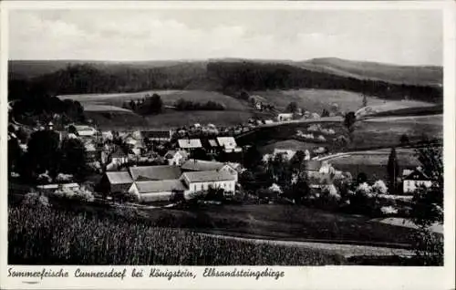 Ak Cunnersdorf Hohnstein in der Sächsischen Schweiz, Blick auf den Ort mit Umgebung, Sommerfrische