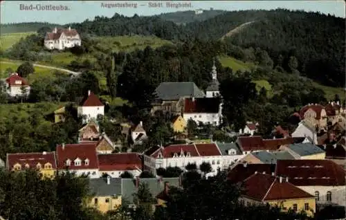 Ak Bad Gottleuba in Sachsen, Augustusberg, Städtisches Berghotel, Blick auf den Ort