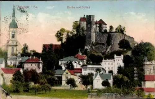 Ak Stolpen in Sachsen, Kirche, Schloss