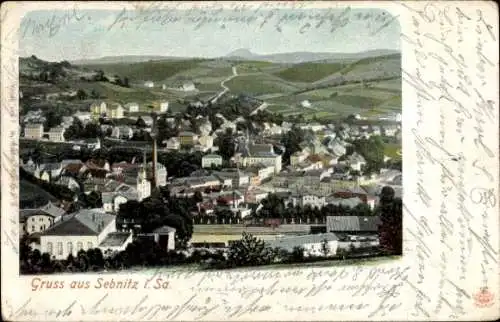 Ak Sebnitz Sachsen, Blick zur Stadt, Fabrik, Kirche