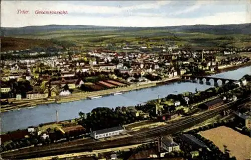 Ak Trier an der Mosel, Gesamtansicht, Brücke