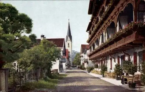 Ak Oberstdorf im Oberallgäu, Kirchstraße mit Löwen-Dependance