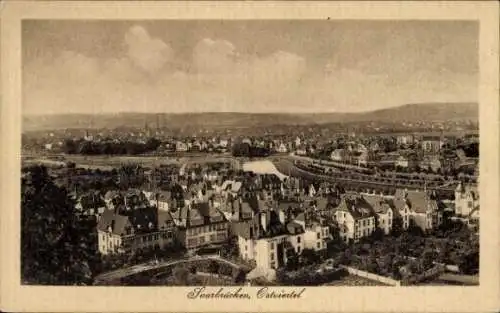 Ak Saarbrücken, Blick auf das Ostviertel, Fluss, Kirche