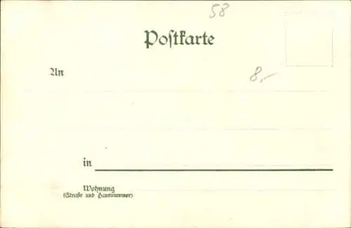 Litho Friedrichroda im Thüringer Wald, Blick zum Ort, Frau in Tracht