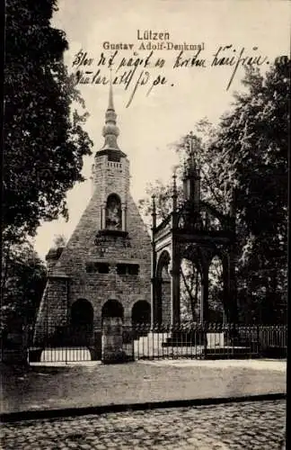 Ak Lützen Burgenlandkreis, Blick von der Straße auf das Gustav Adolf-Denkmal