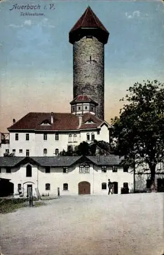 Ak Auerbach im Vogtland Sachsen. Blick auf Schloss und Schlossturm