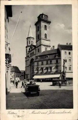 Ak Zittau in Sachsen, Markt, Johanniskirche