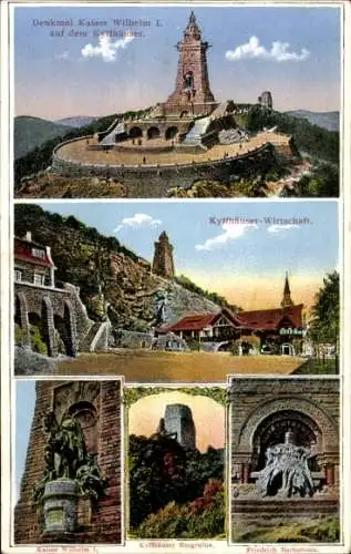 Ak Steinthaleben Thüringen, Kyffhäuser, Kaiser Wilhelm Denkmal, Burgruine, Wirtschaft, Barbarossa