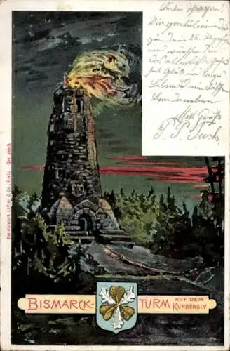 Litho Netzschkau im Vogtland, Der Bismarckturm auf dem Kuhberg