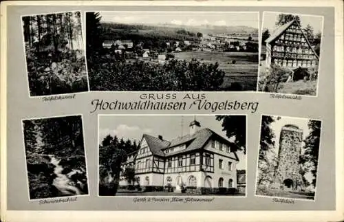 Ak Hochwaldhausen Grebenhain im Vogelsbergkreis, Teufelskanzel, Teufelsmühle, Schwarzbachtal