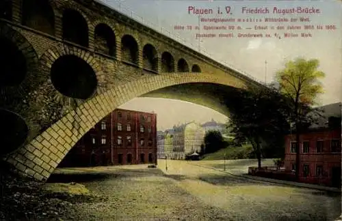 Ak Plauen im Vogtland, Friedrich August Brücke