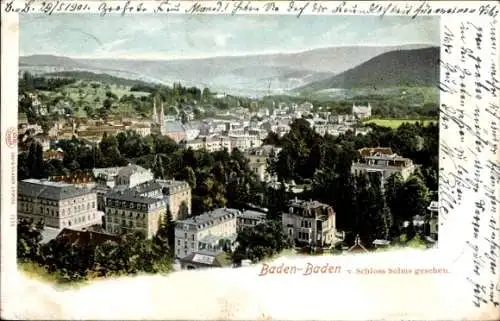 Ak Baden Baden am Schwarzwald, Teilansicht, Blick vom Schloss Solms