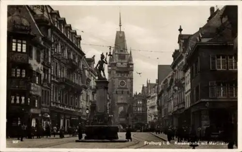 Ak Freiburg im Breisgau, Kaiserstraße, Martinstor