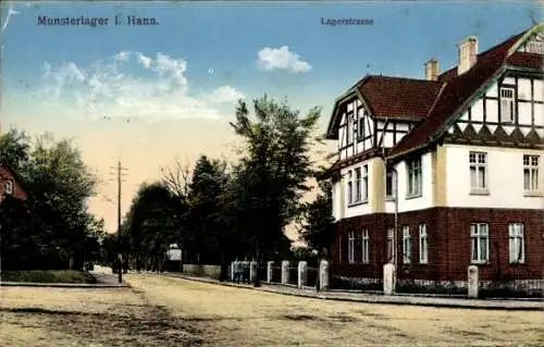 Ak Munster im Heidekreis, Truppenübungsplatz Munsterlager, Lagerstraße