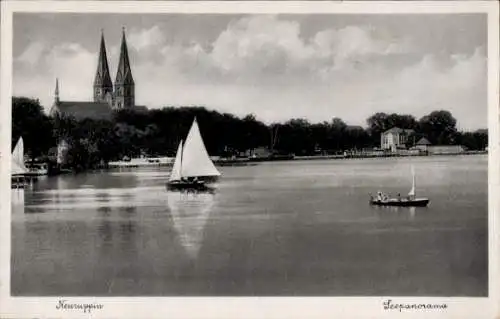 Ak Neuruppin in Brandenburg, Seepanorama, Kirchtürme, Boote