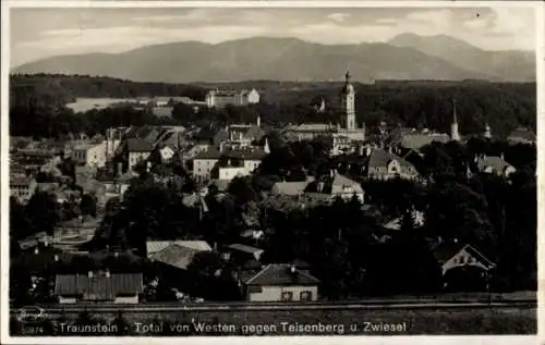 Ak Traunstein in Oberbayern, Blick von Westen zum Teisenberg, Zwiesel