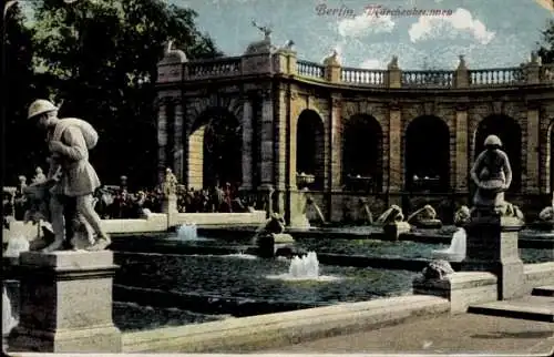 Ak Friedrichshain Berlin, Statuen am Märchenbrunnen