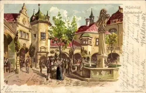 Litho München Bayern, Hofbräuhaus