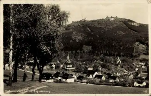 Ak Erdmannsdorf Augustusburg im Erzgebirge, Totalansicht mit Schloss, Berg, Kirche