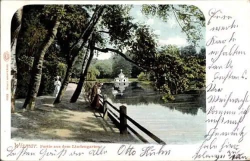 Ak Wismar in Mecklenburg Vorpommern, Partie aus dem Lindengarten, Entenhaus