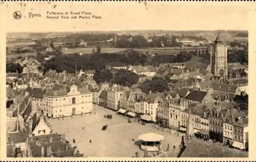 Ak Ypern Ypern Westflandern, Marktplatz, Panorama