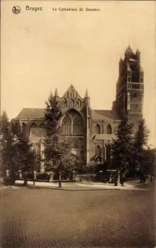 Ak Bruges Brügge Flandern Westflandern, Kathedrale St. Sauveur