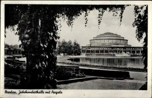 Ak Wrocław Breslau Schlesien, Pergola, Jahrhunderthalle, Hala stulecia