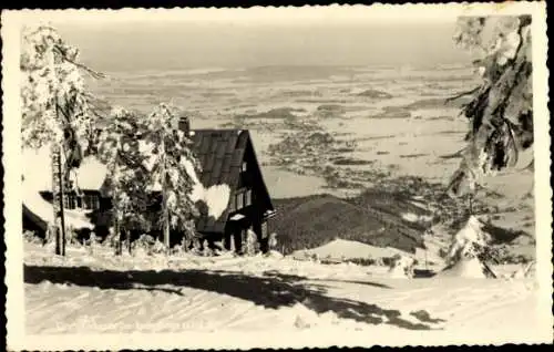 Ak Świeradów Zdrój Bad Flinsberg Isergebirge Schlesien, Heufuderbaude, Winter