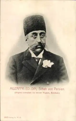 Ak Muzzafr Ed Din, Schah von Persien, Portrait, Iran