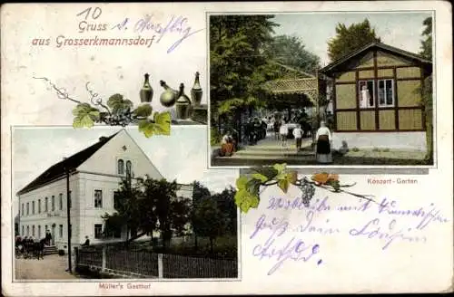 Ak Großerkmannsdorf Radeberg Sachsen, Konzertgarten, Müllers Gasthof