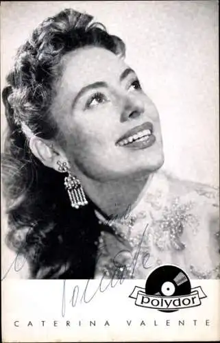 Ak Schauspielerin und Sängerin Caterina Valente, Polydor Schallplatten, Portrait, Autogramm