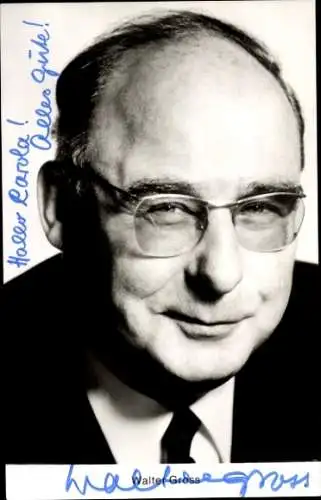 Ak Schauspieler Walter Gross, Portrait, Brille, Autogramm