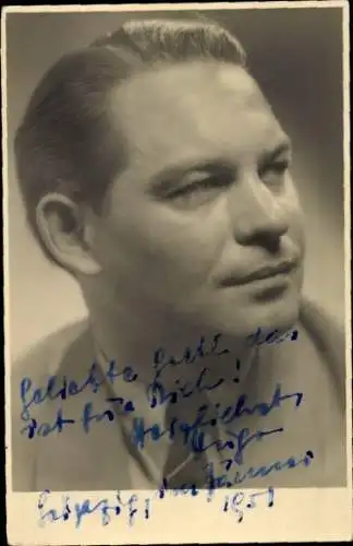 Ak Schauspieler Hugo Mayer-Gansbacher, Portrait, Autogramm