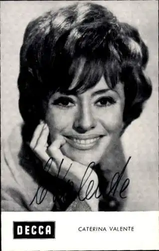 Ak Sängerin Caterina Valente, Portrait, Decca, Autogramm