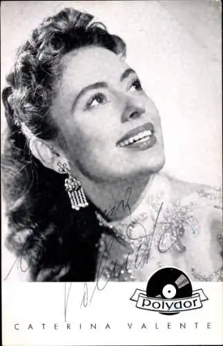 Ak Schauspielerin und Sängerin Caterina Valente, Polydor Schallplatten, Portrait, Autogramm