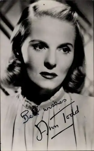 Ak Schauspielerin Ann Todd, Portrait, Autogramm