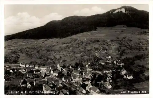 Ak Laufen an der Eyach Albstadt im Zollernalbkreis, Fliegeraufnahme, Schalksburg